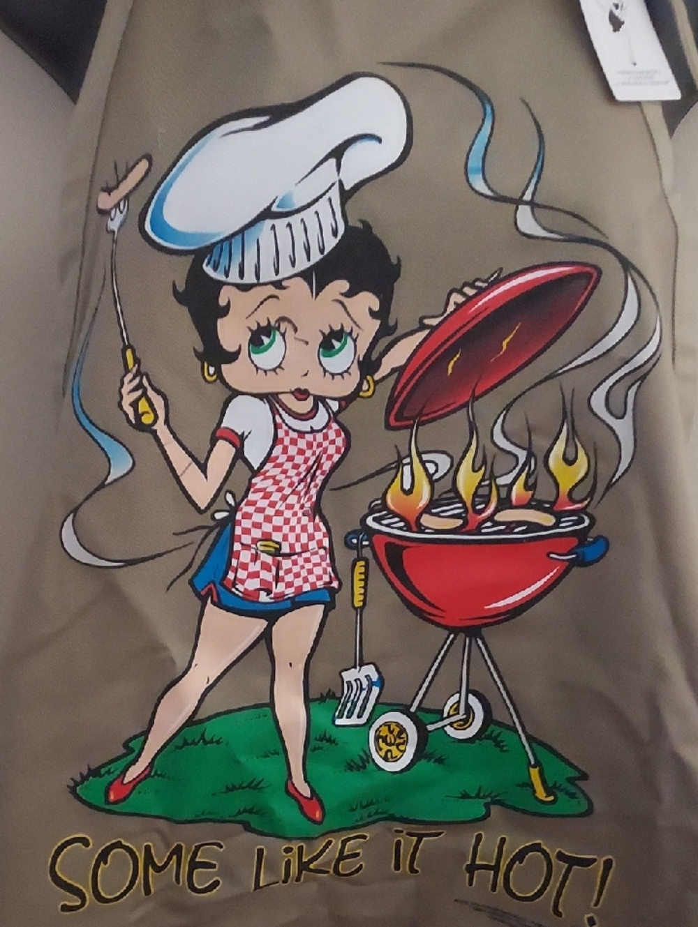 Vintage 2003 Betty Boop NJ Croce BBQ Tan Apron Some Like It Hot!